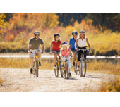 Picture of a family riding bikes